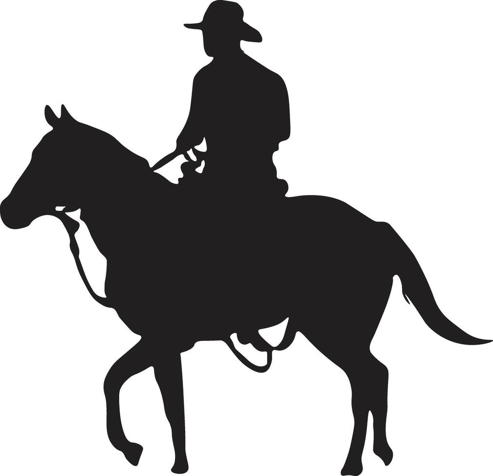 Cowboy Silhouette with Horse and Lasso. Illustration Design. vector