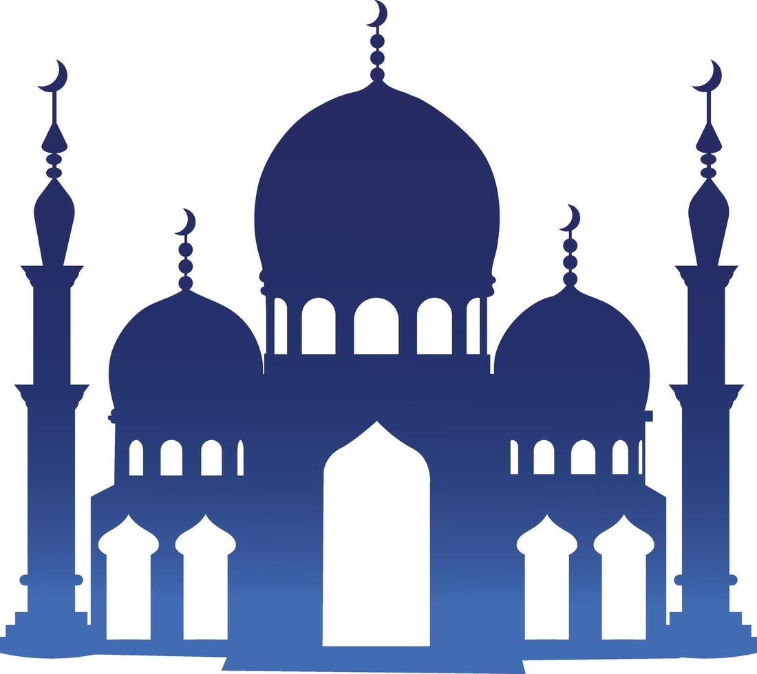 Silhouette of Islamic Mosque on White Background. Color Gradient. Illustration in Flat Style vector