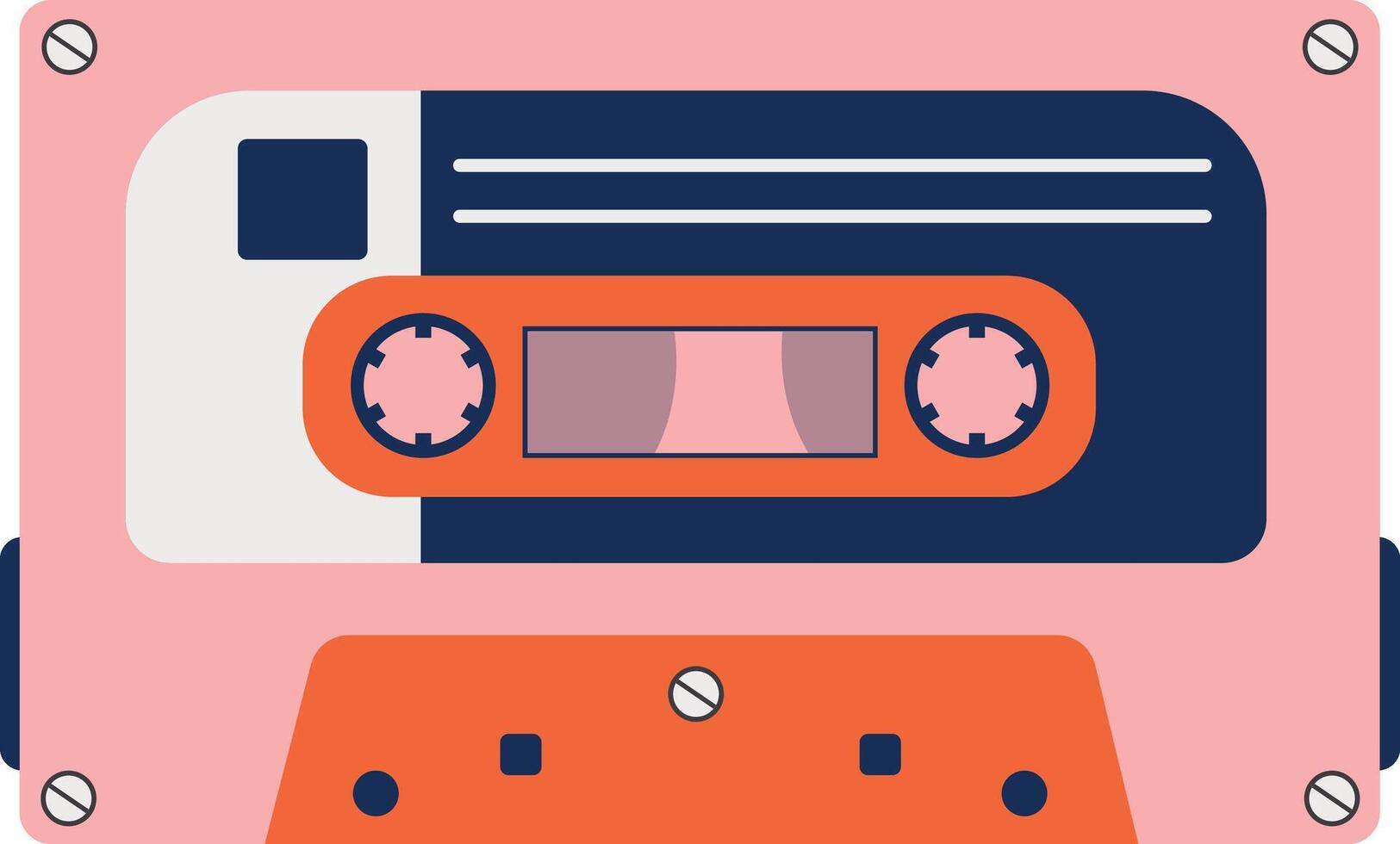 Retro Cassette with Classic Style. 80s Pop Songs and Stereo Music Cassettes. Isolated Icon vector