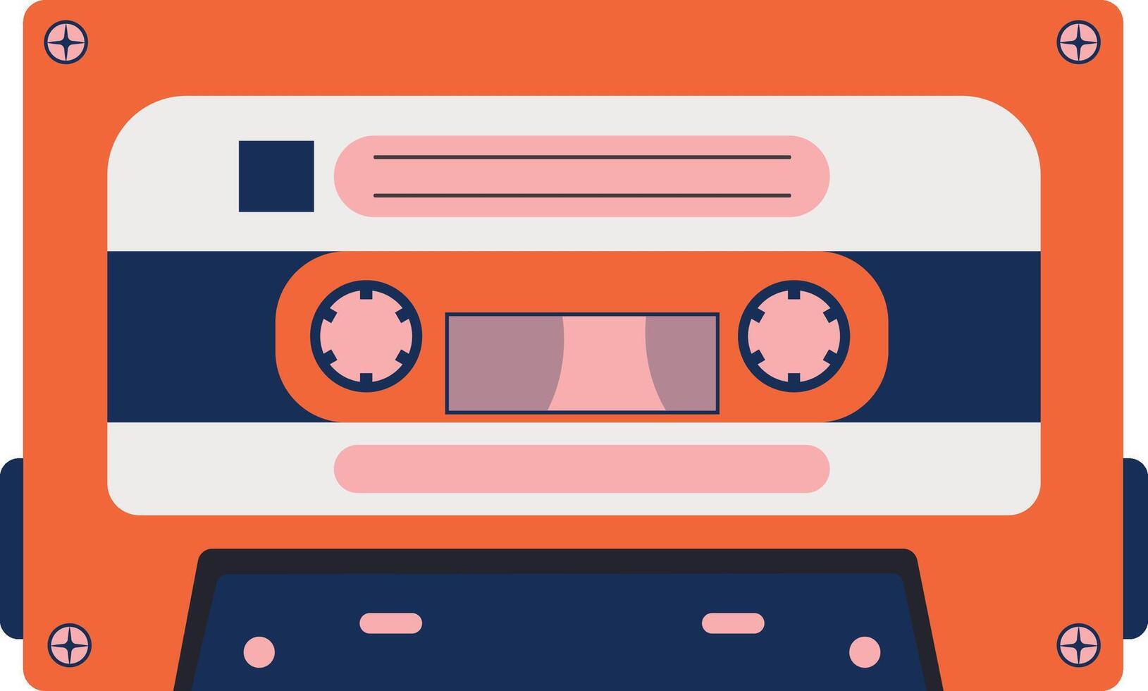 Retro Cassette with Classic Style. 80s Pop Songs and Stereo Music Cassettes. Isolated Icon vector