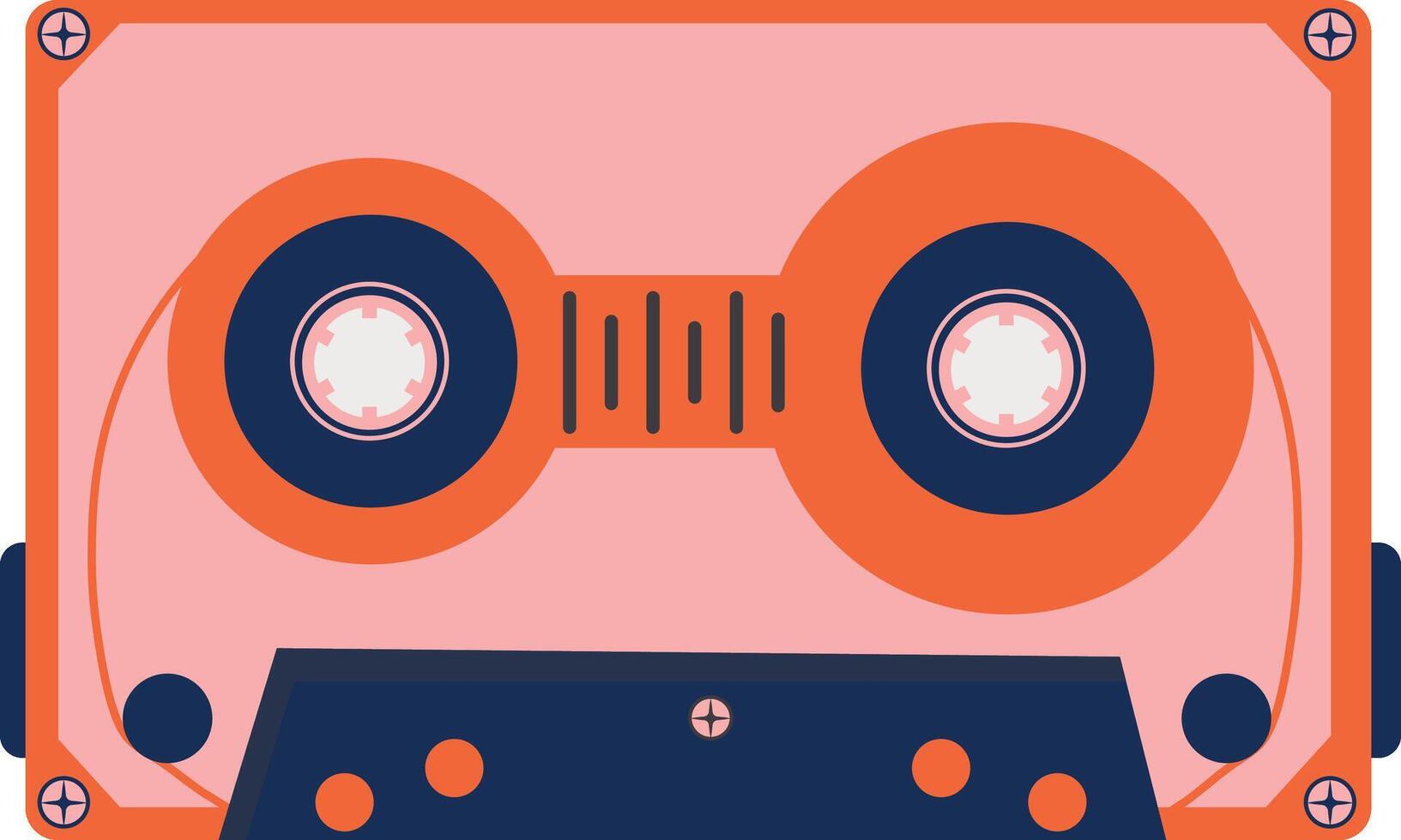 Retro Cassette with Classic Style. 80s Pop Songs and Stereo Music Cassettes. Isolated Icon vector