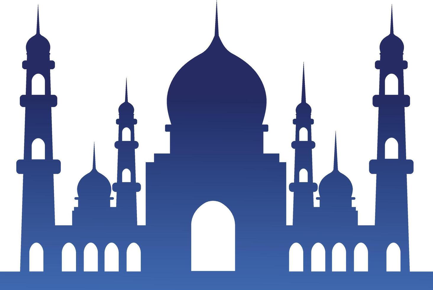 Silhouette of Islamic Mosque on White Background. Color Gradient. Illustration in Flat Style vector