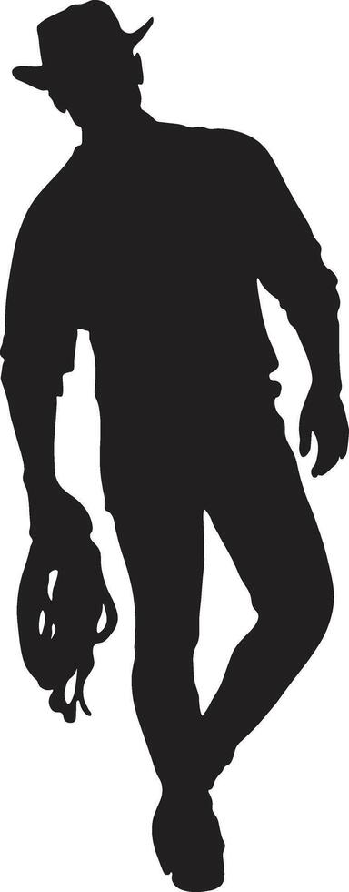Cowboy Silhouette with Horse and Lasso. Illustration Design. vector