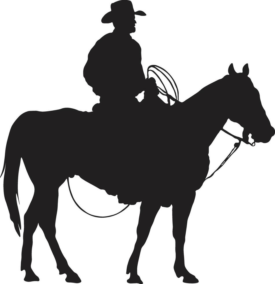 Cowboy Silhouette with Horse and Lasso. Illustration Design. vector