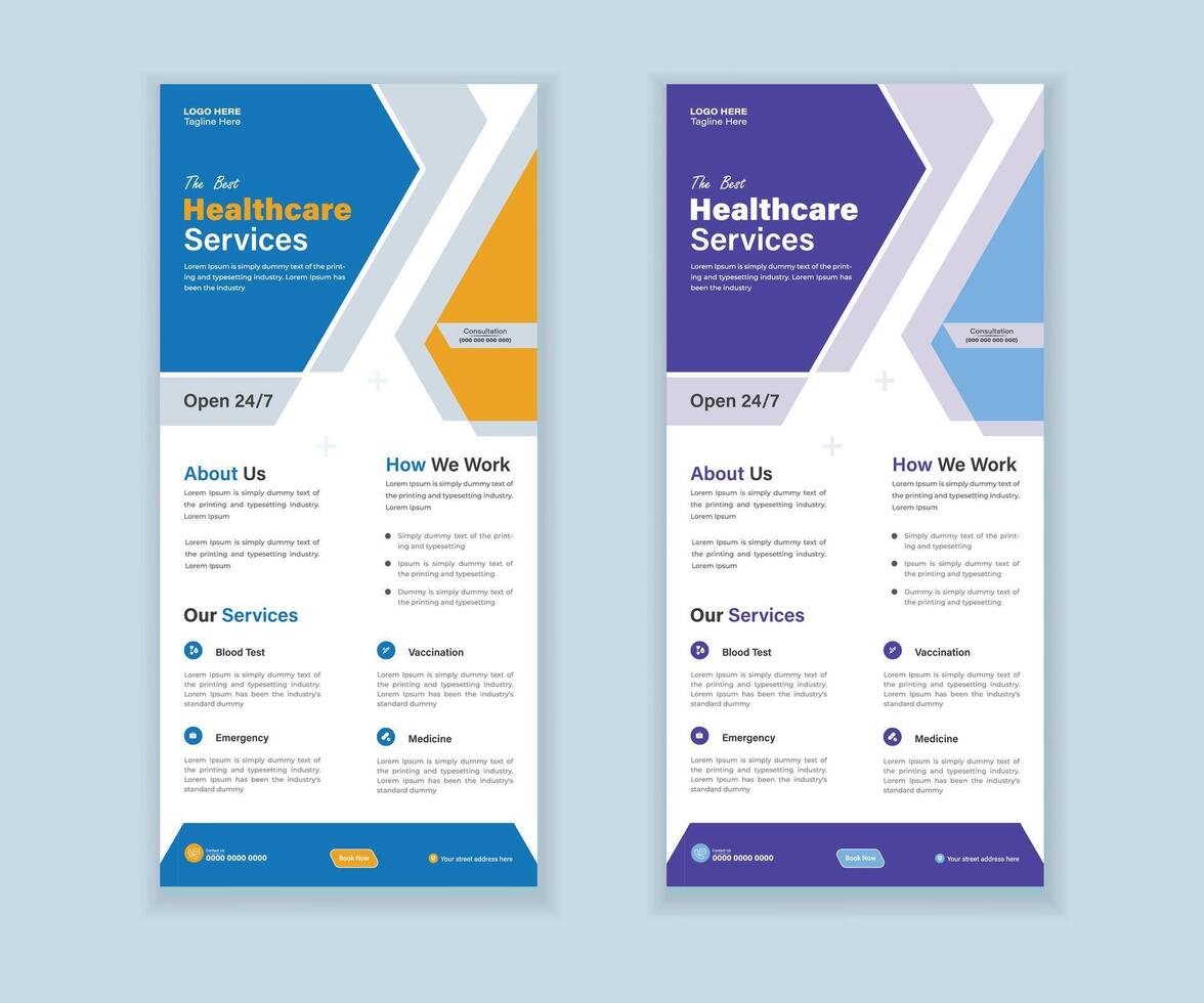 Medical Roll-Up Or Dl Flyer And Rack Card Design Template For Your Business vector