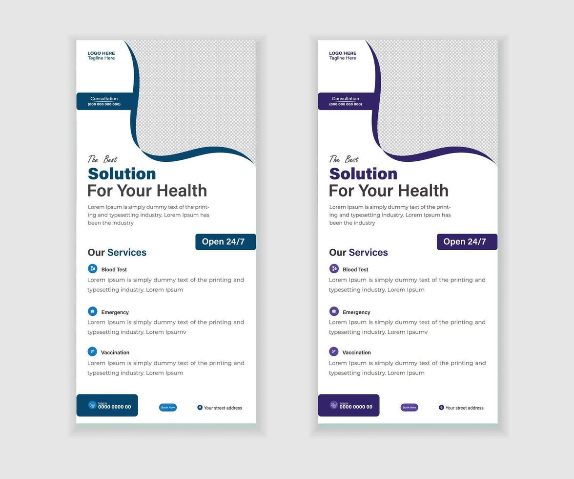 Medical Roll-Up Or Dl Flyer And Rack Card Design Template For Your Business vector