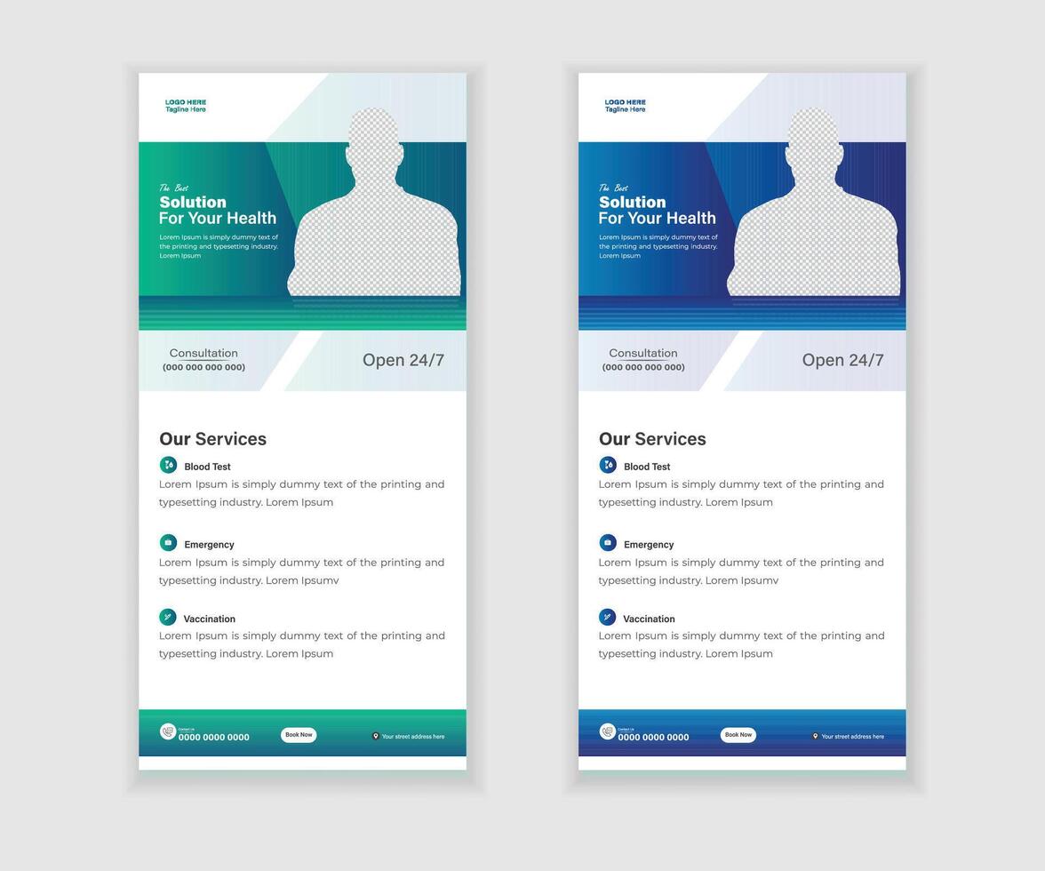 Medical Roll-Up Or Dl Flyer And Rack Card Design Template For Your Business vector