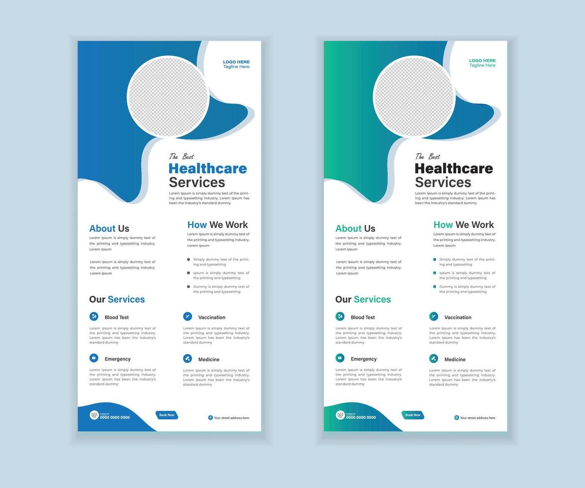 Medical Roll-Up Or Dl Flyer And Rack Card Design Template For Your Business vector