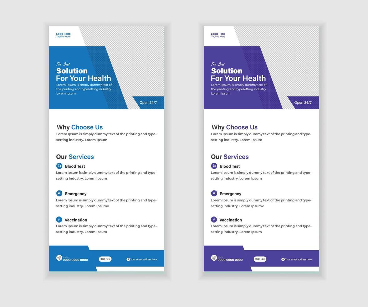 Medical Roll-Up Or Dl Flyer And Rack Card Design Template For Your Business vector