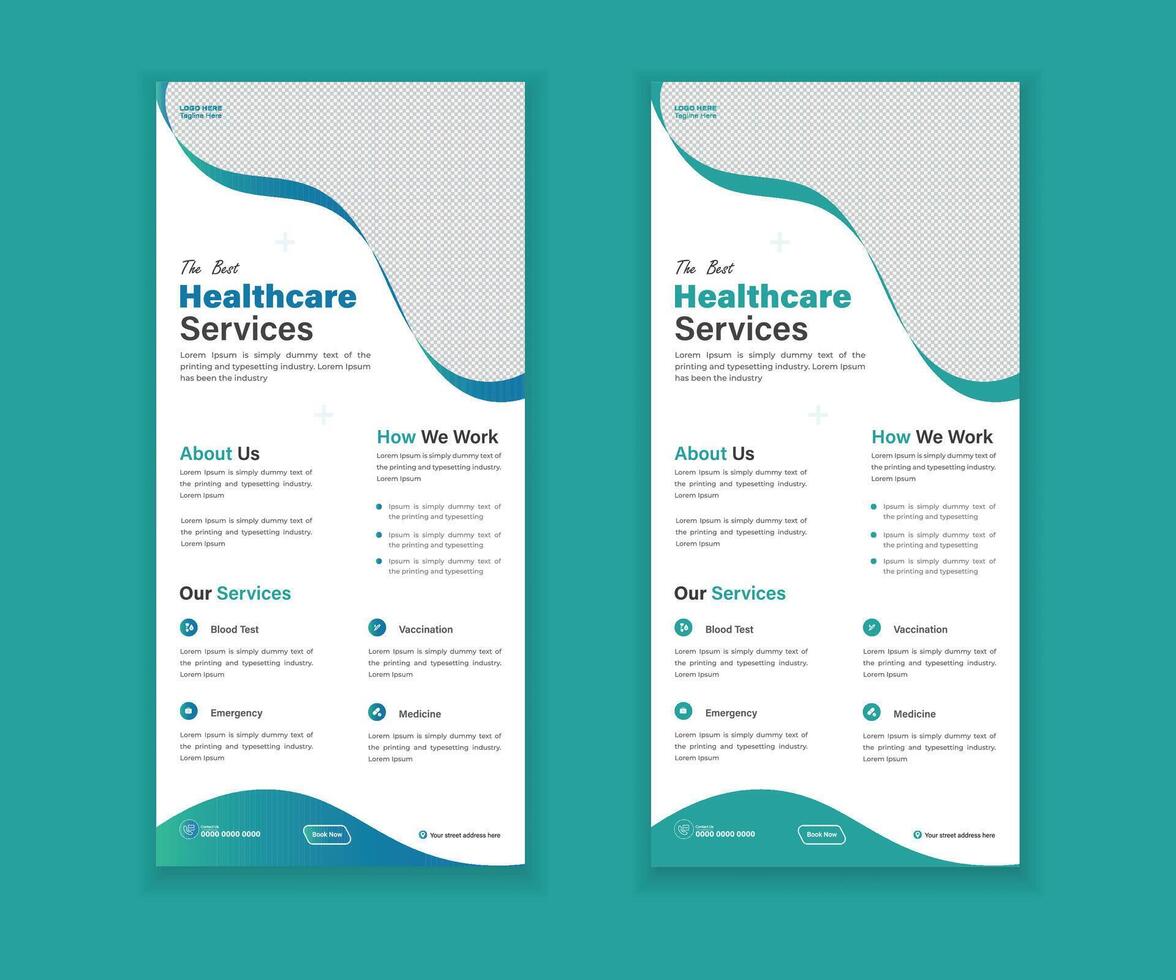 Medical Roll-Up Or Dl Flyer And Rack Card Design Template For Your Business vector