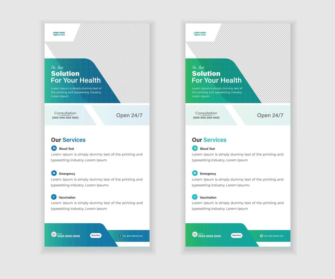 Medical Roll-Up Or Dl Flyer And Rack Card Design Template For Your Business vector