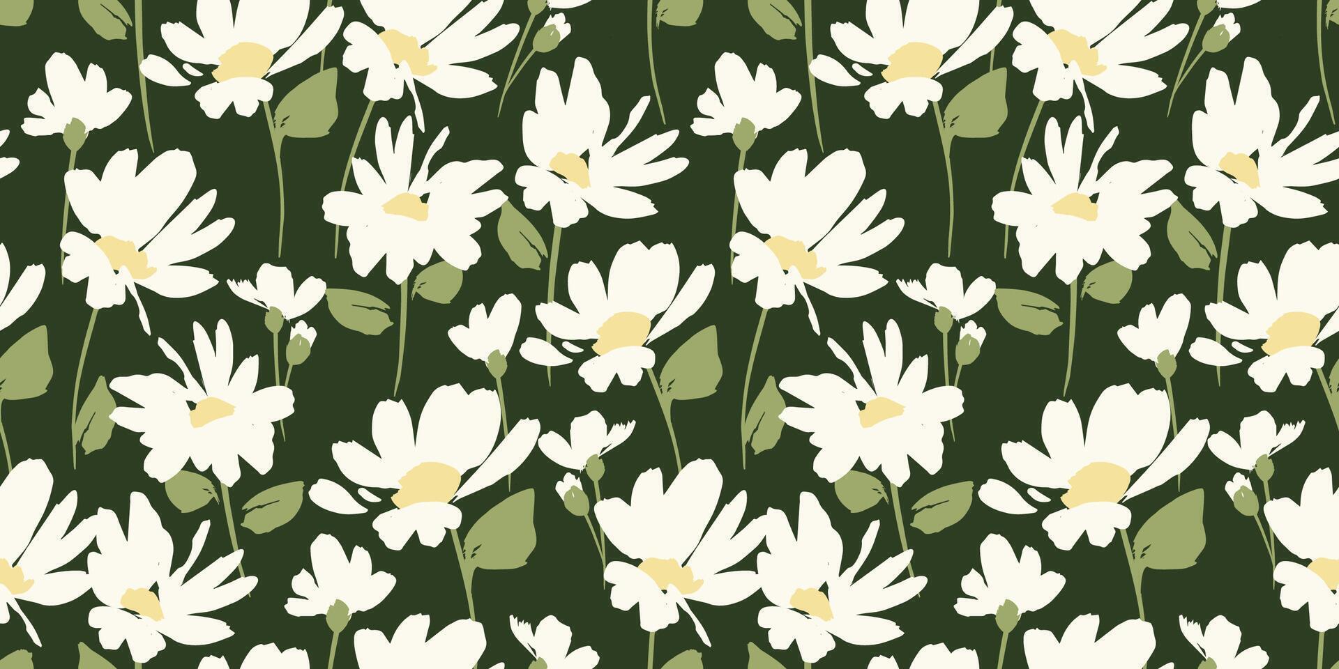 Abstract floral seamless pattern with chamomile. Trendy hand drawn textures. Modern abstract design for,paper, cover, fabric and other use vector