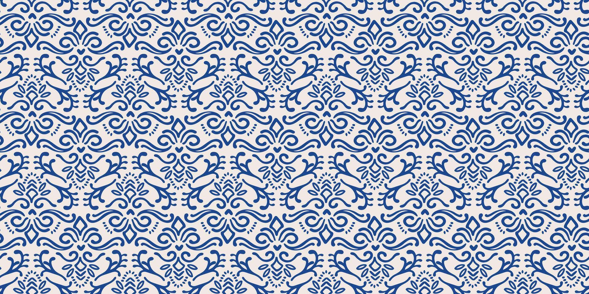 Ethnic blue seamless patterns with plant and geometric elements. Modern abstract design for paper, cover, fabric, interior decor and other use vector
