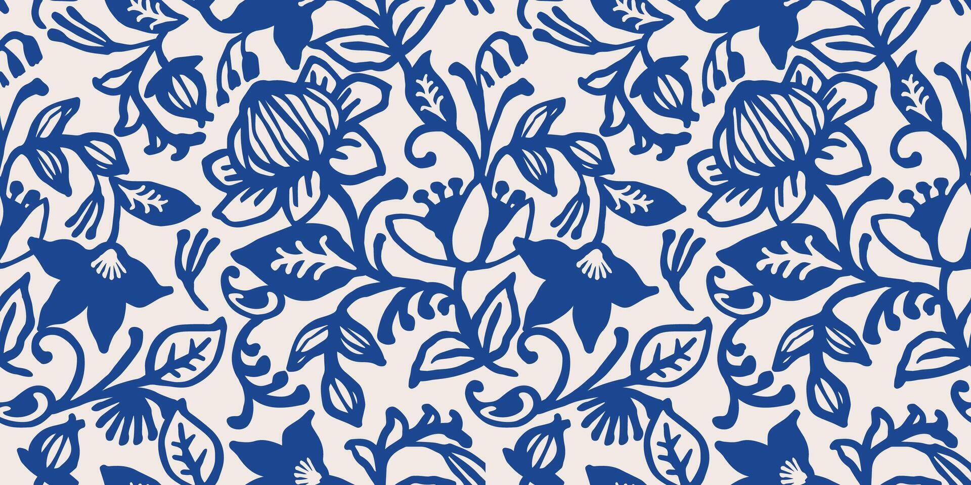 Ethnic blue seamless patterns with plant motifs. Modern abstract design for paper, cover, fabric, interior decor and other use vector