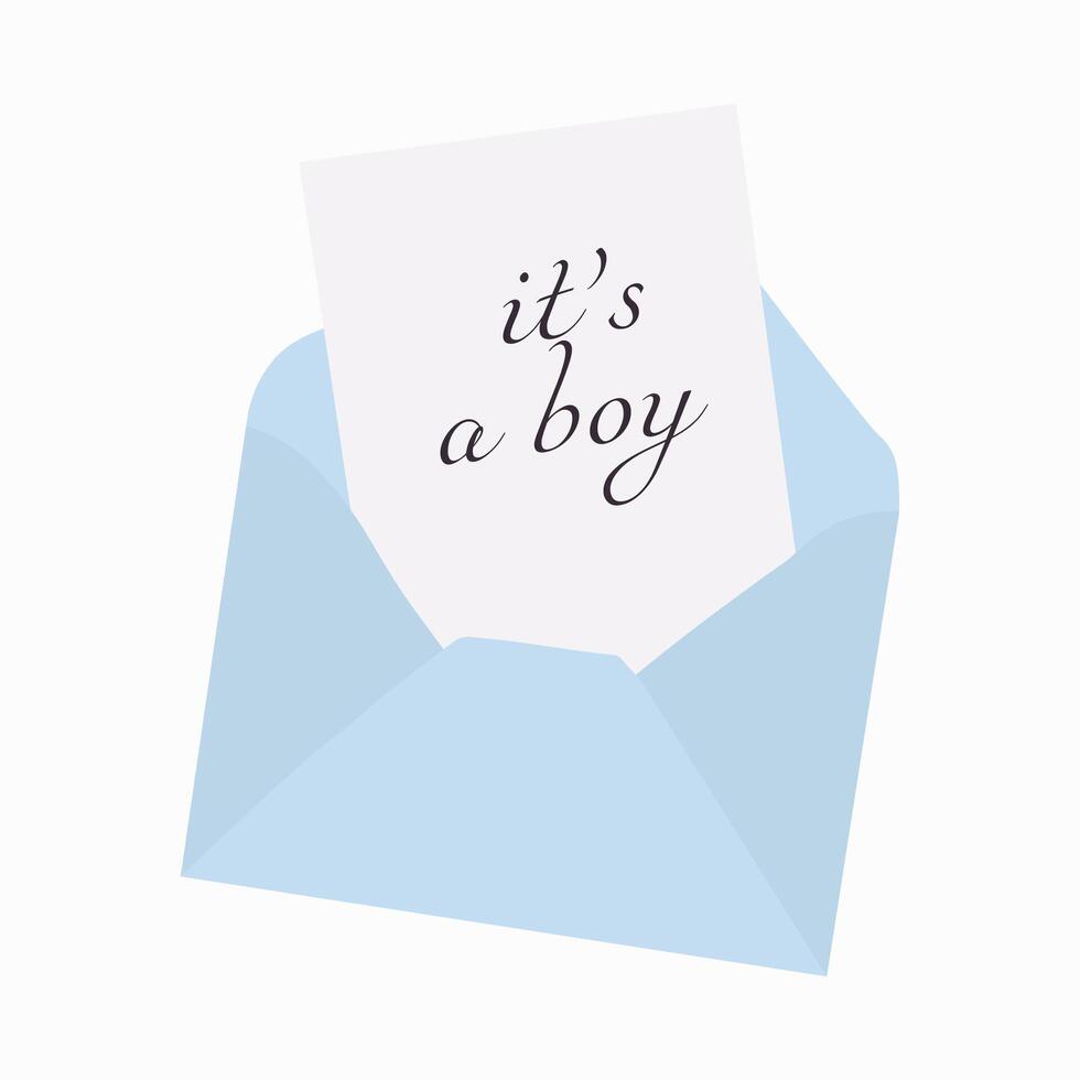 it's a boy gender reveal party envelope vector