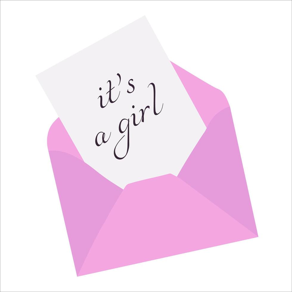 it's a girl gender reveal party envelope vector