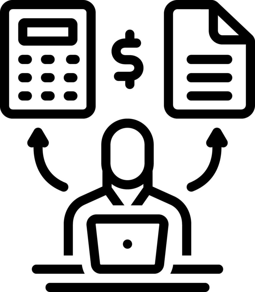 Black line icon for accountant vector