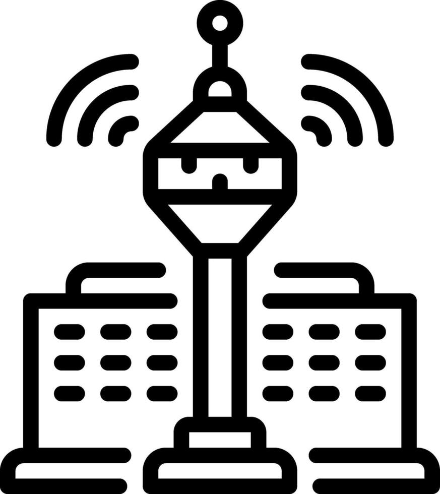 Black line icon for control tower vector