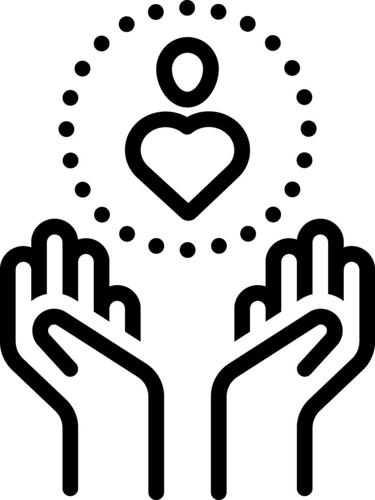 Black line icon for caring vector