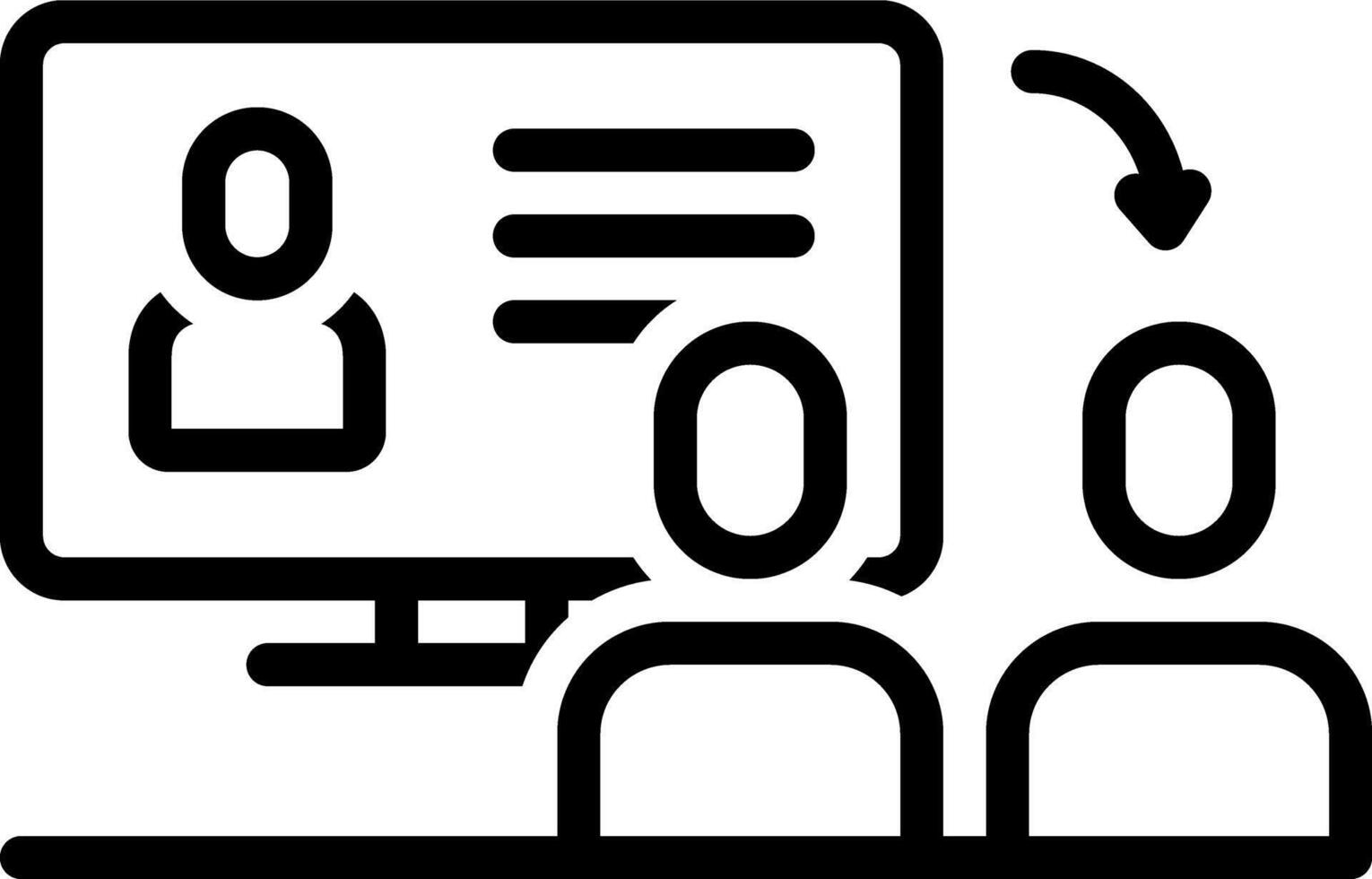 Black line icon for online workshop vector