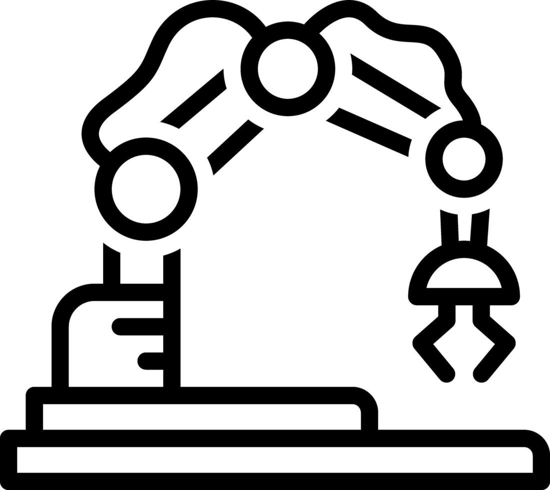 Black line icon for robotic arm vector