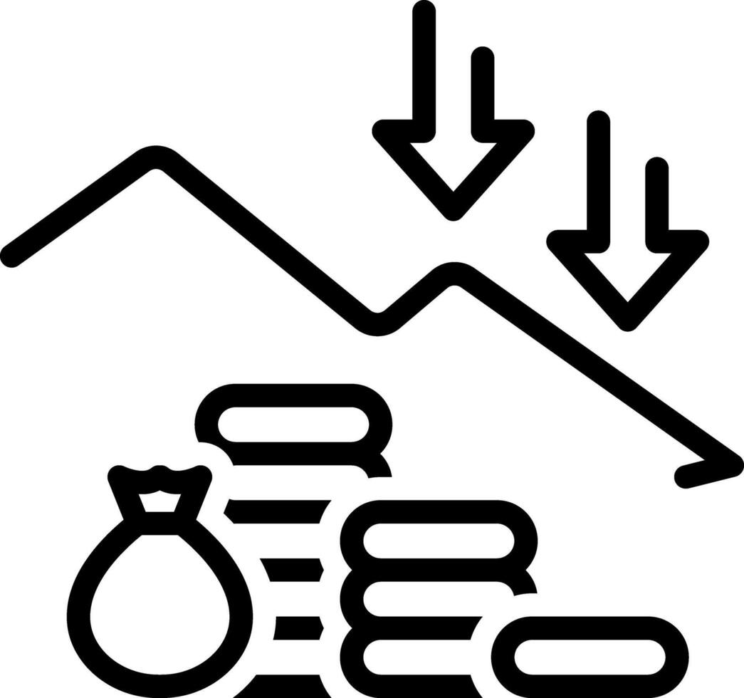 Black line icon for losses vector