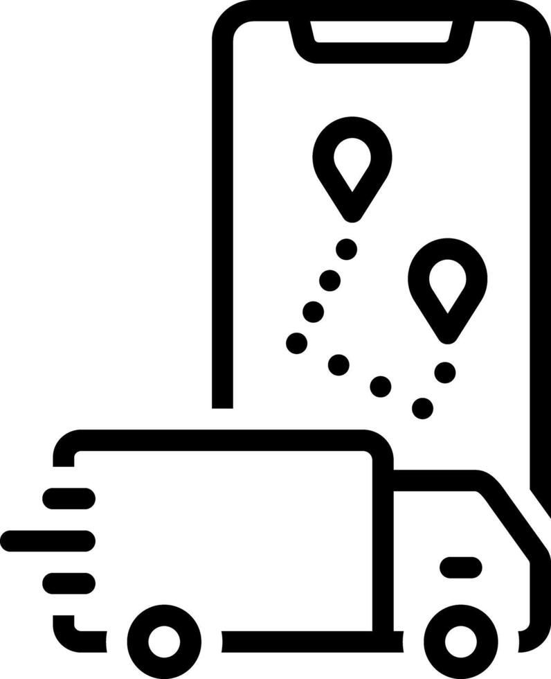 negro línea icono para ruta planificación vector