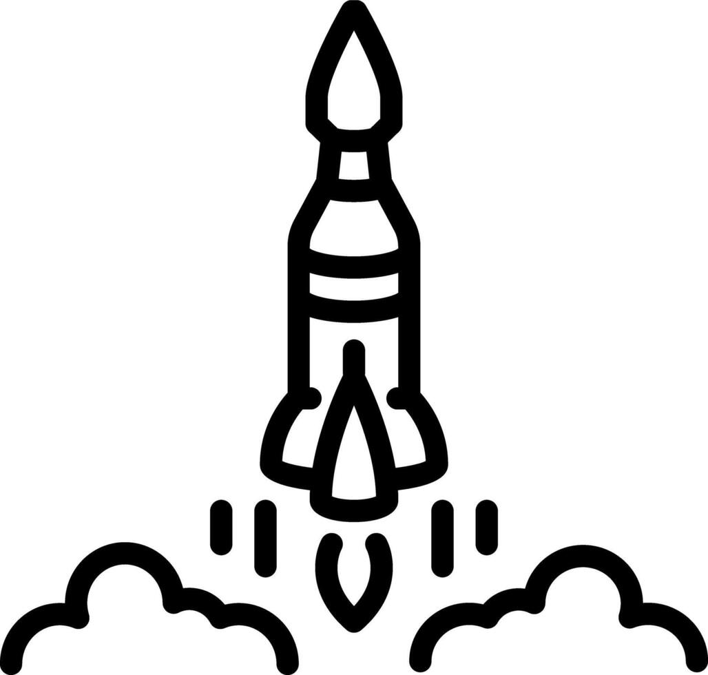 Black line icon for rocket vector