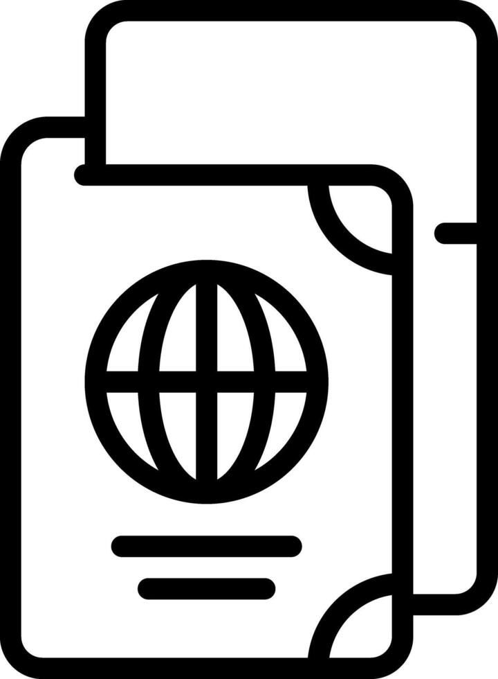 Black line icon for passport vector