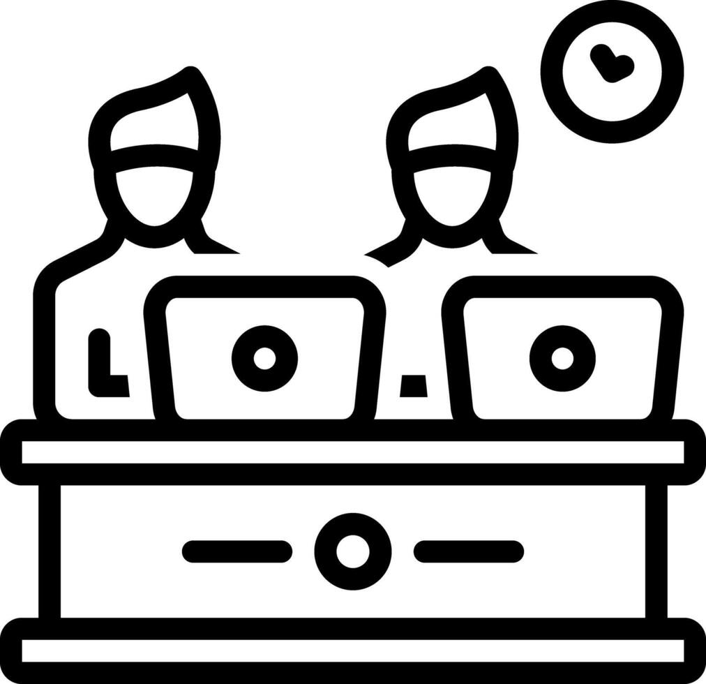 Black line icon for co worker vector