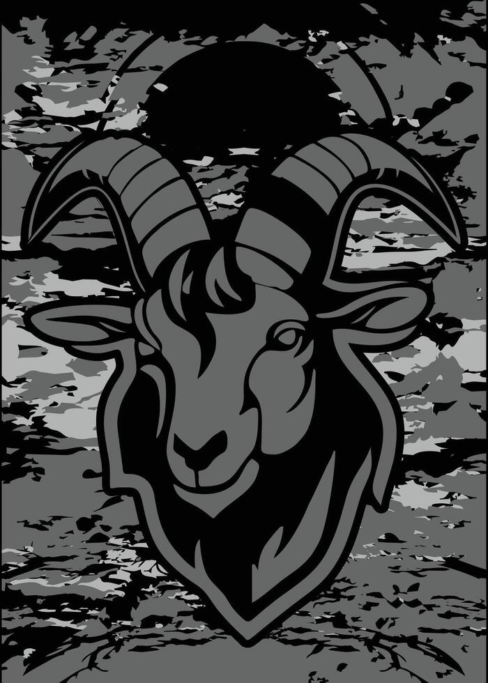 Black and gray abstract background featuring a goat head pattern vector