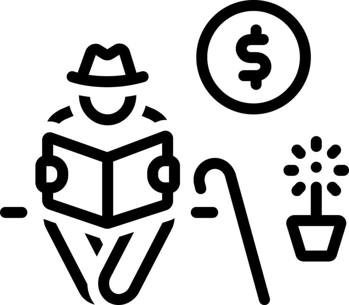 Black line icon for pensioner vector