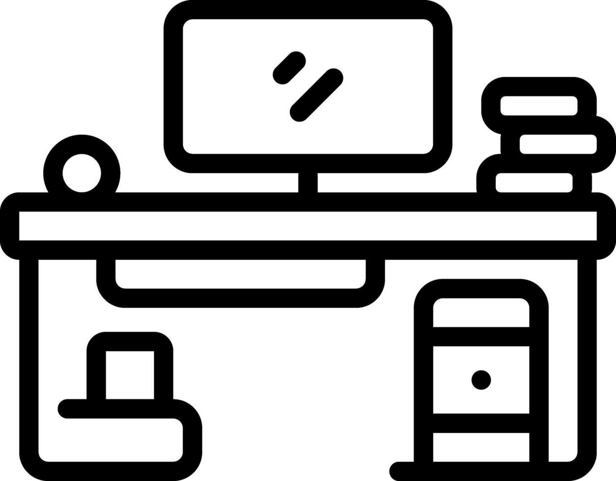 Black line icon for computer vector