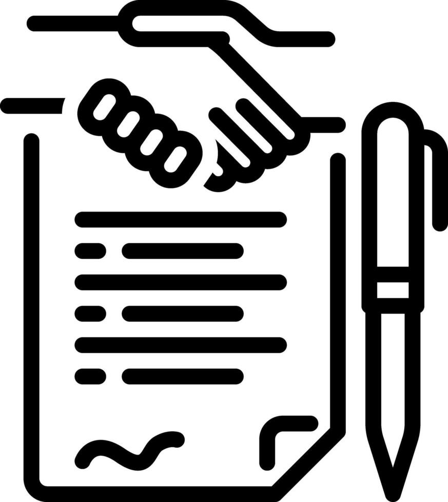 Black line icon for agreement vector