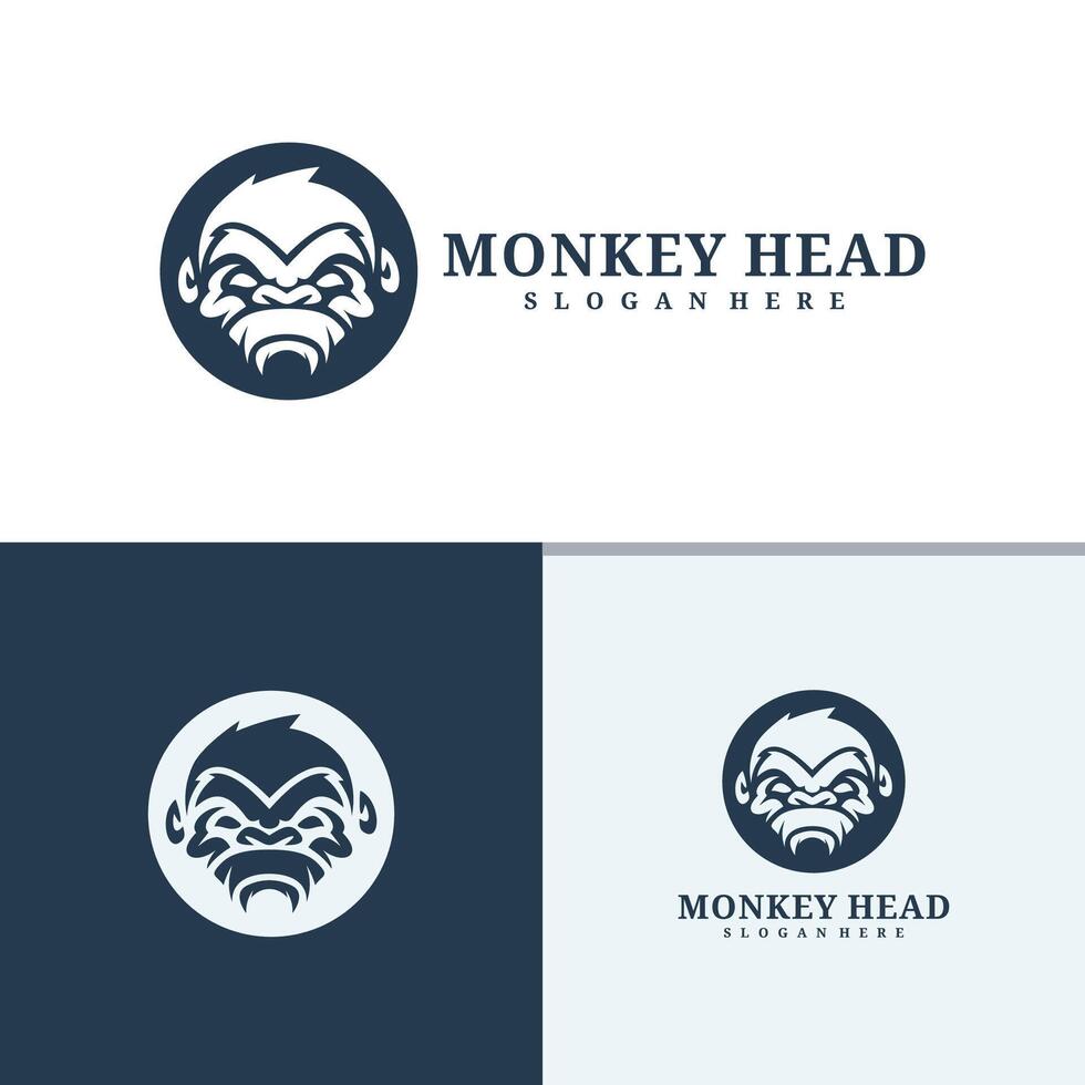 Set of Monkey head logo design . Angry Monkey illustration logo concept vector