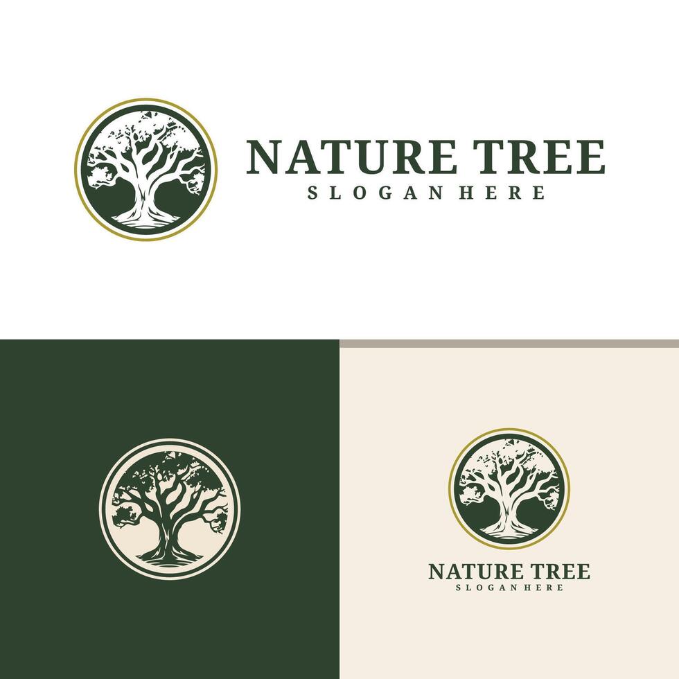 Tree logo design . Nature trees illustration. vector