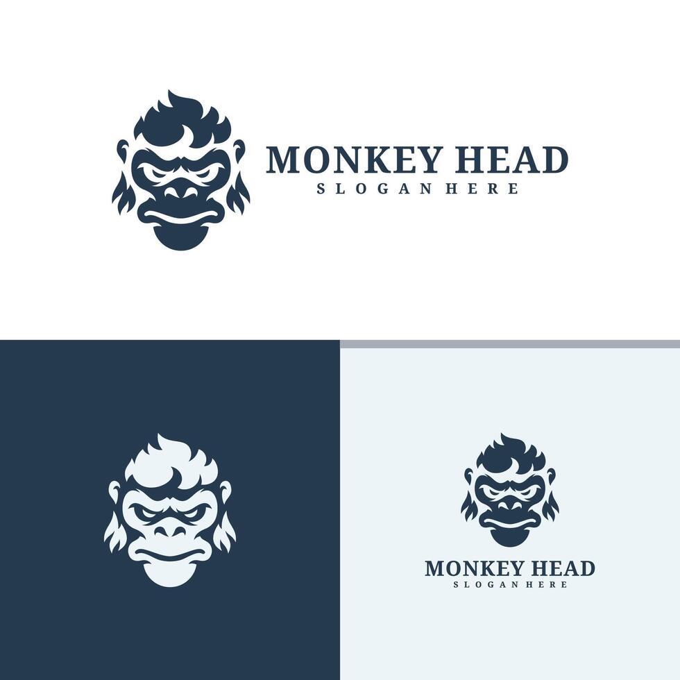 Set of Monkey head logo design . Angry Monkey illustration logo concept vector