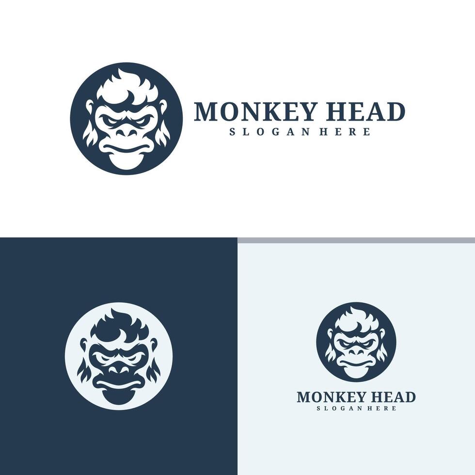 Set of Monkey head logo design . Angry Monkey illustration logo concept vector