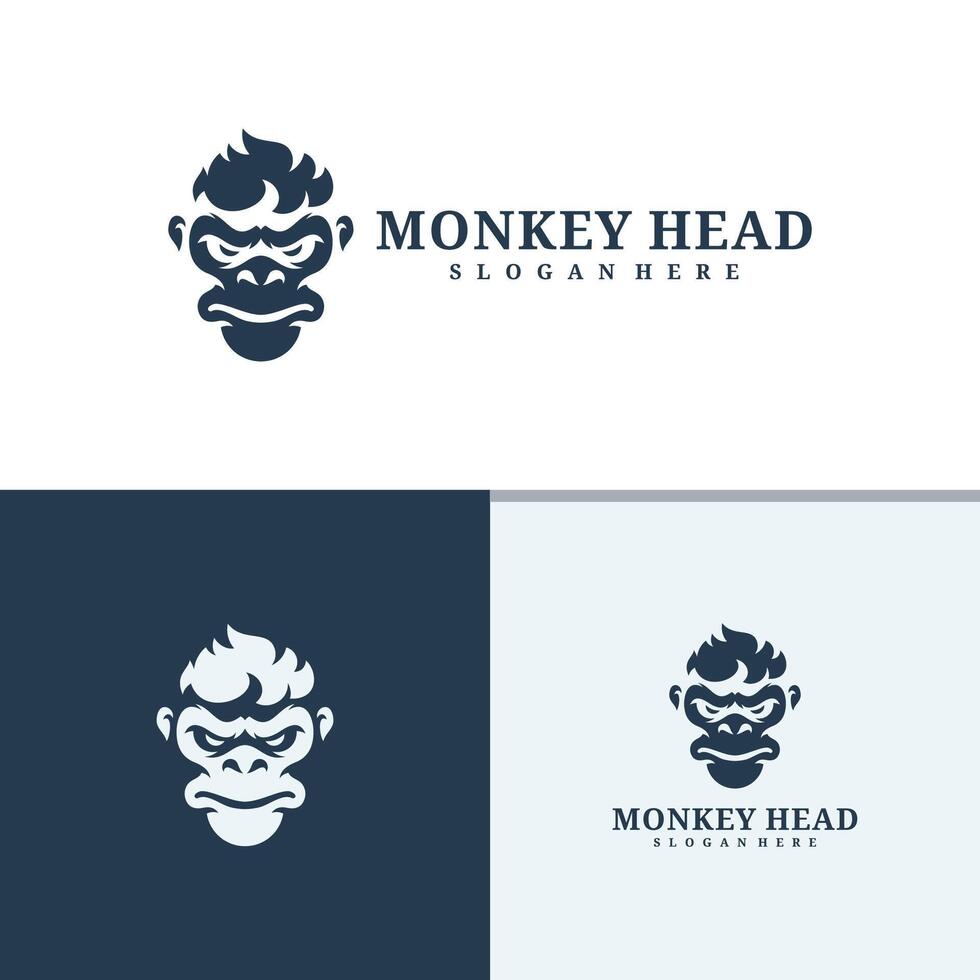 Set of Monkey head logo design . Angry Monkey illustration logo concept vector