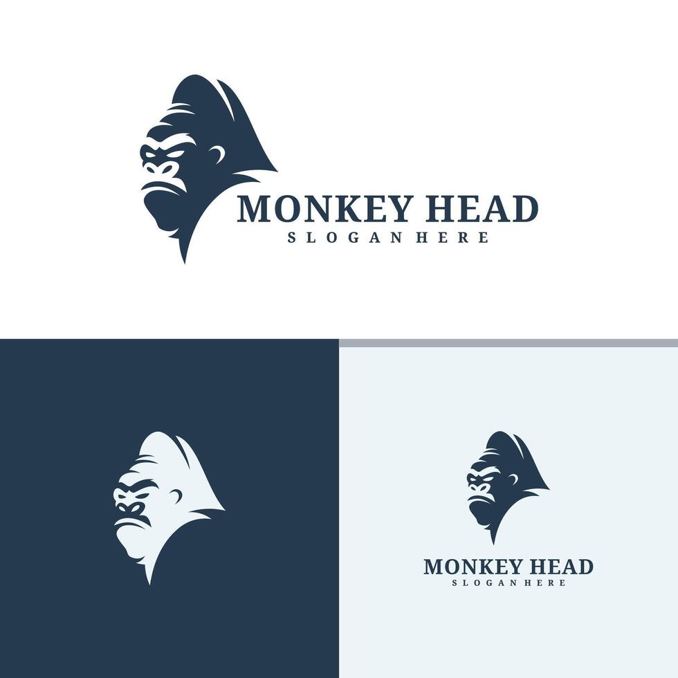 Set of Monkey head logo design . Angry Monkey illustration logo concept vector