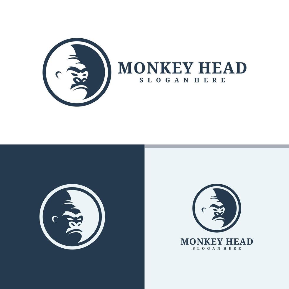 Set of Monkey head logo design . Angry Monkey illustration logo concept vector