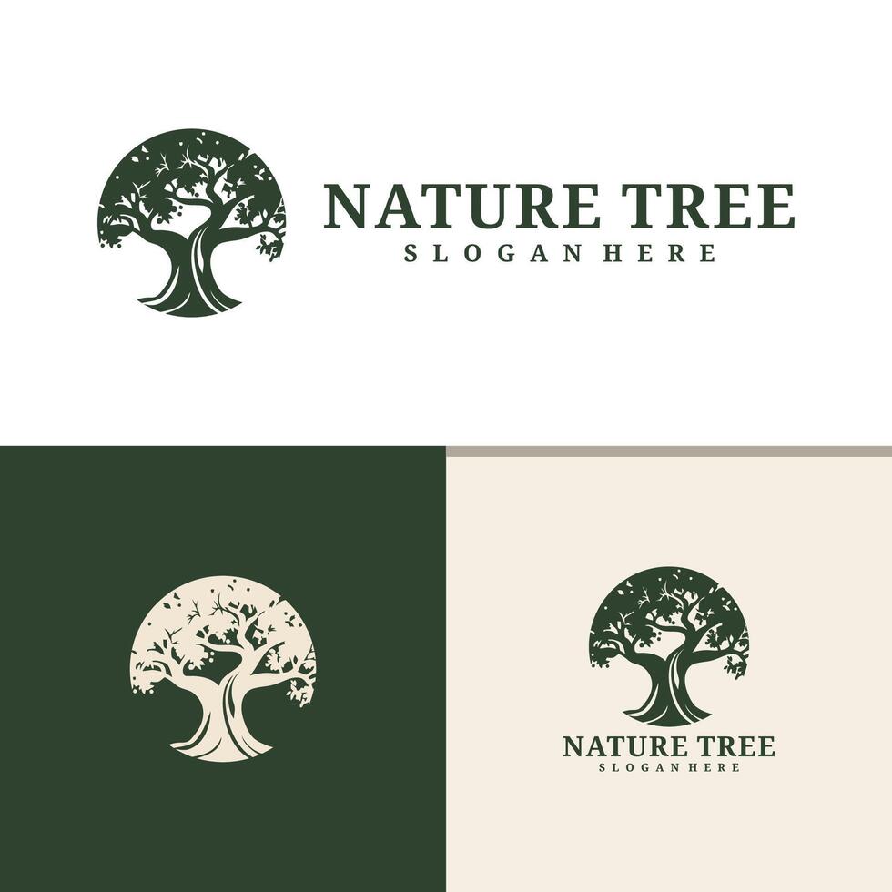 Tree logo design . Nature trees illustration. vector