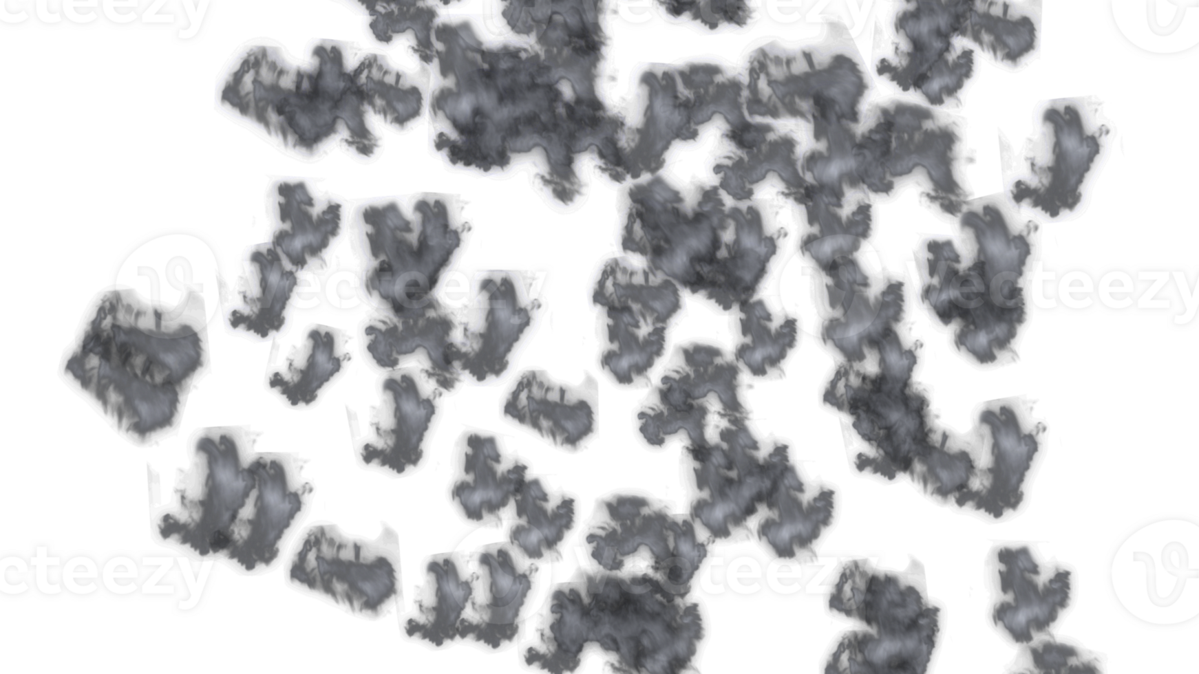 a bunch of black and white smoke on a transparent background png