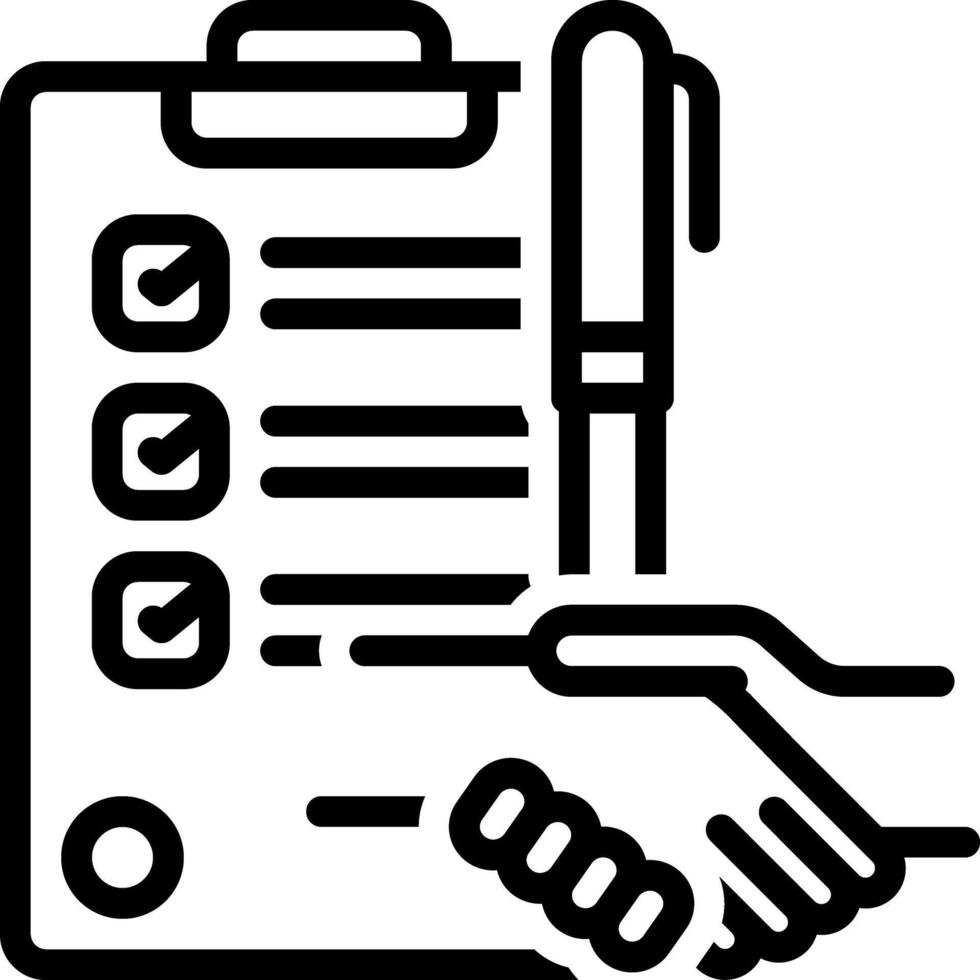 Black line icon for agreement vector