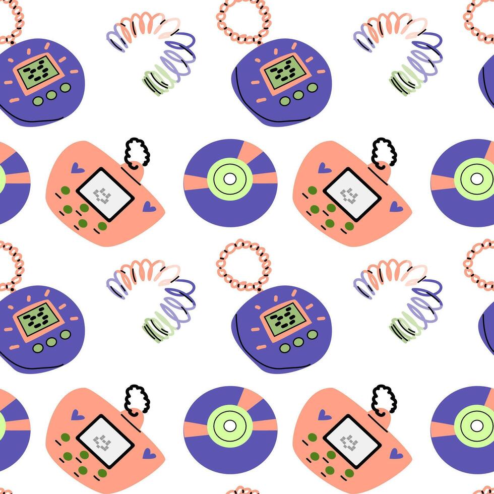 90s retro elements seamless pattern, retro style for background vector