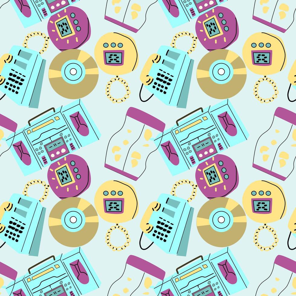 90s retro elements seamless pattern, retro style for background vector