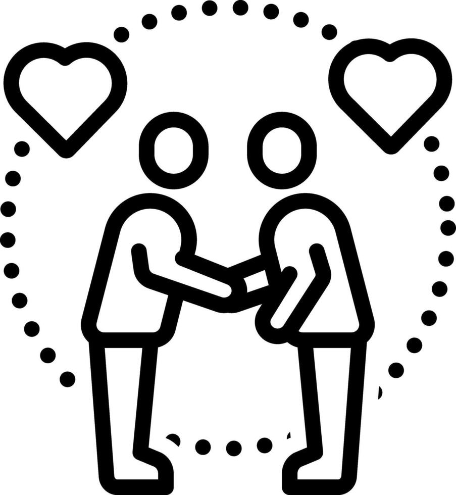 Black line icon for relationship vector