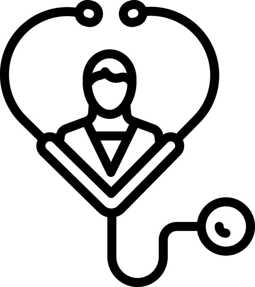 Black line icon for doctor vector
