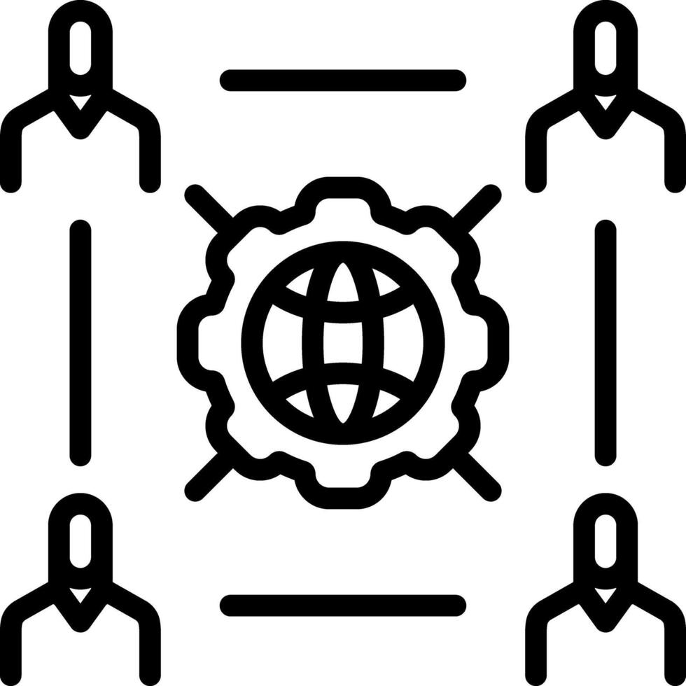 Black line icon for outsourcing vector