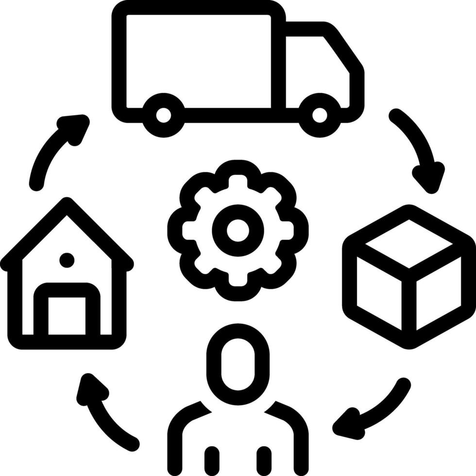 Black line icon for logistics management vector